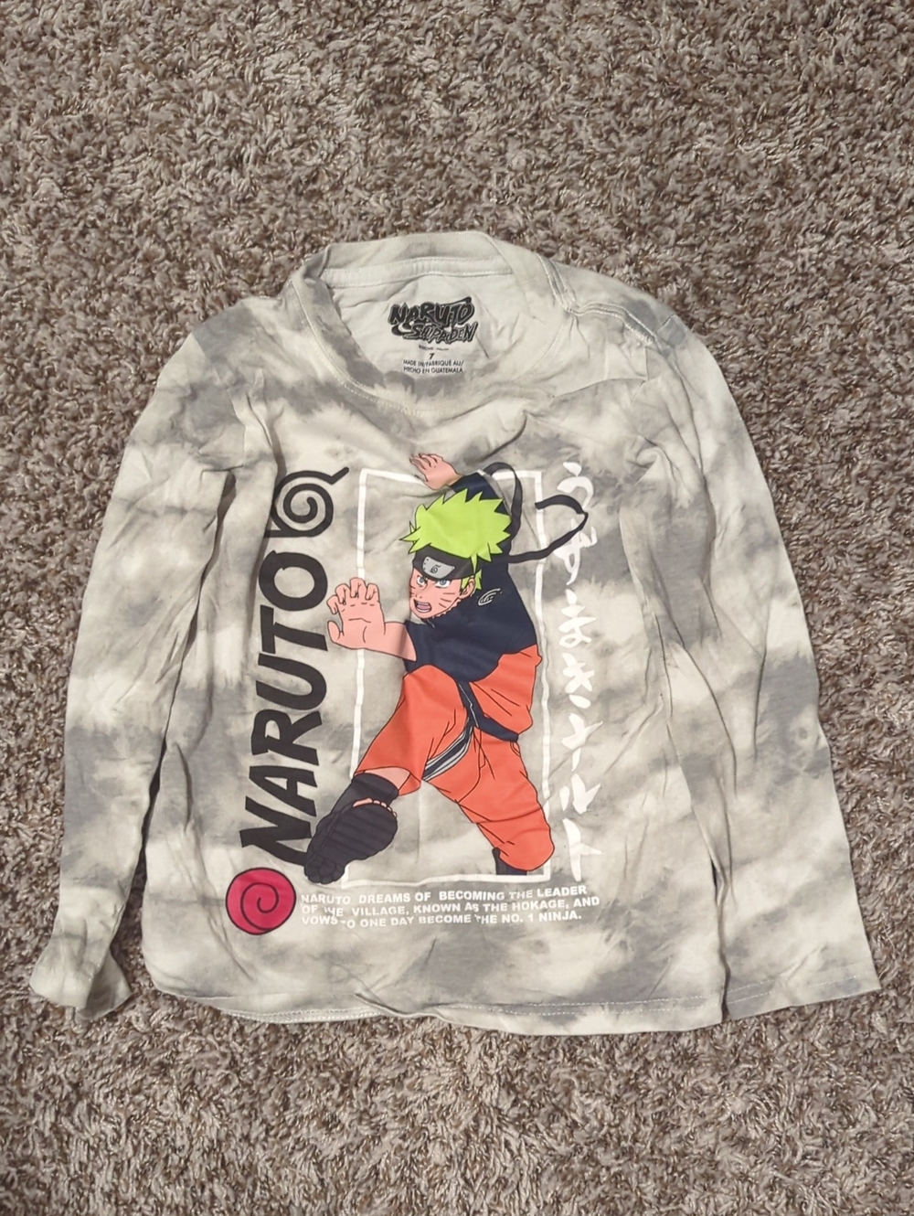 Naruto Tie-Dye Long Sleeve Top - White/Gray